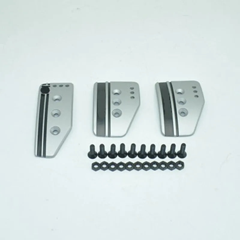 Aluminium alloy manual transmission car pedal set showing accelerator, brake, and clutch pedals