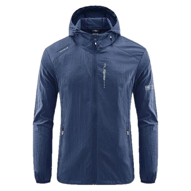 Men's lightweight summer hooded jacket in nylon fabric with loose fit available in five colours