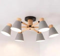 Nordic macaron ceiling pendant lamp with ironwood frame in multiple head configurations