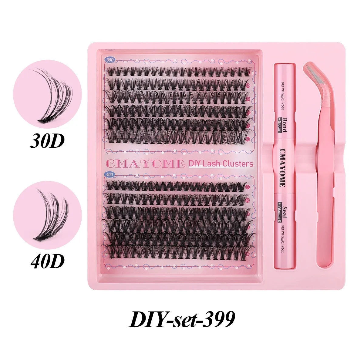 DIY single cluster false eyelashes set for individual application with artificial fibre construction