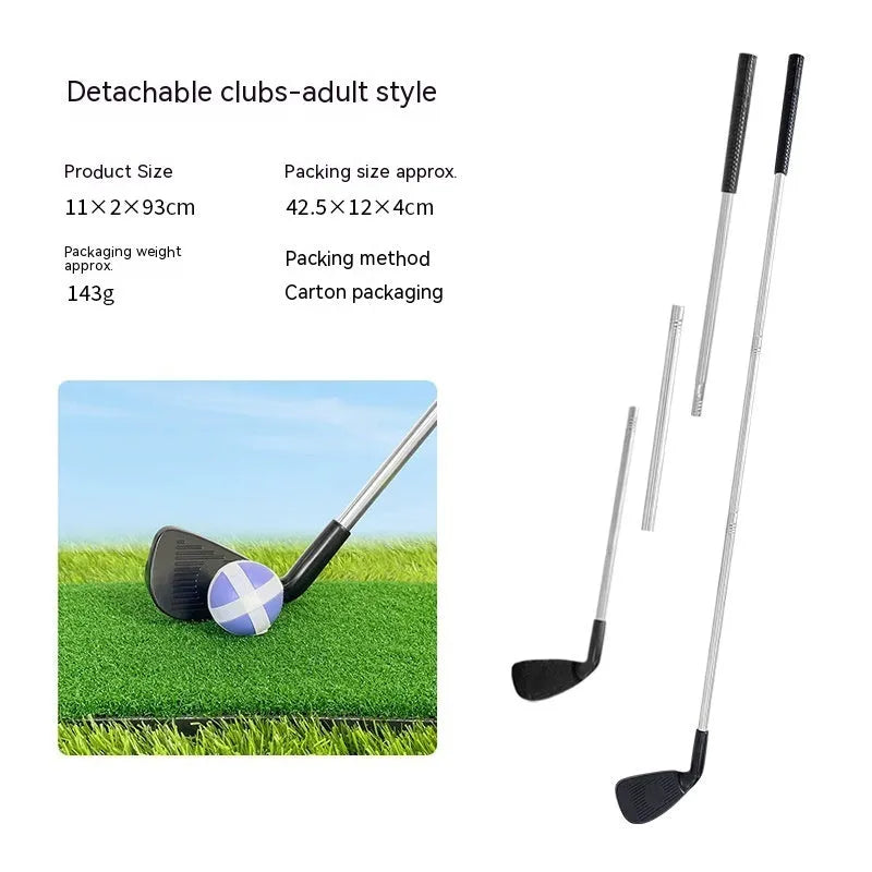 Parent-child metal golf club set showing adult and children's versions for outdoor sports practice