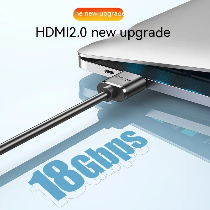 Thin flexible HDMI cable with gold-plated connectors in HDMI Hairline Rule colour, shown at various lengths.