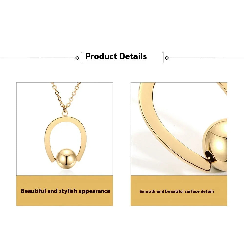 Adjustable stainless steel necklace with cross chain and geometric pendant in gold or silver finish