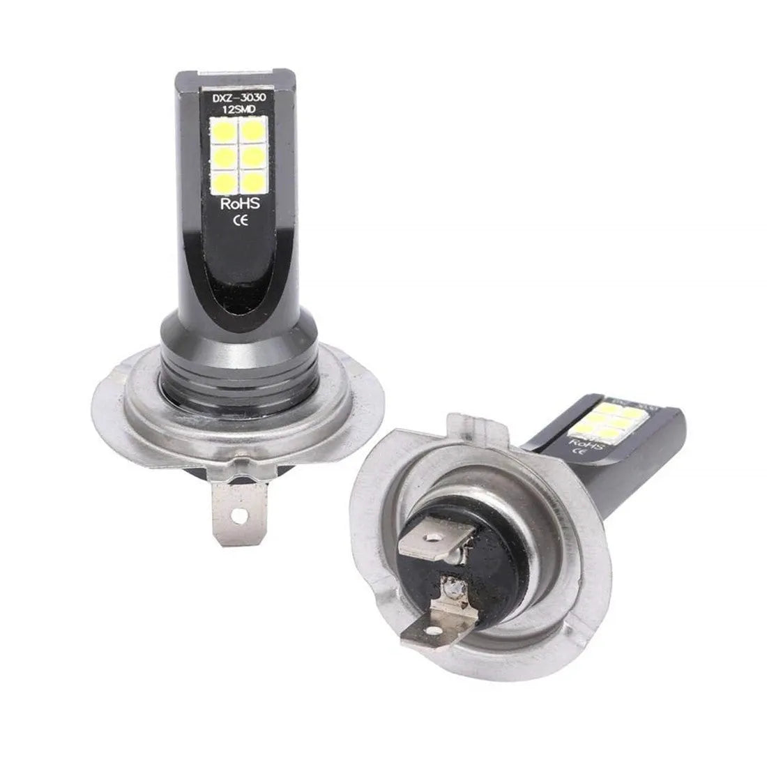 White H7 LED fog light bulb with 12 SMD LEDs for car headlight replacement