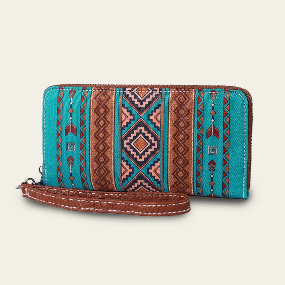 Bohemian stripe canvas RFID-blocking wallet in multiple colours with anti-theft protection