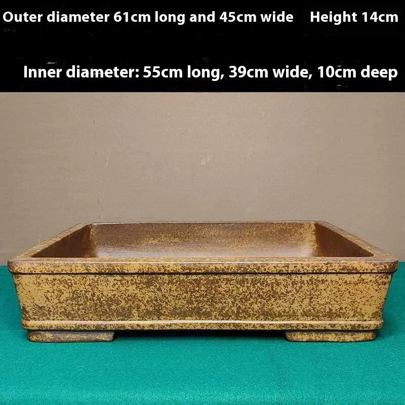 Straight shallow rectangular Yixing purple sand flowerpot for indoor plant display