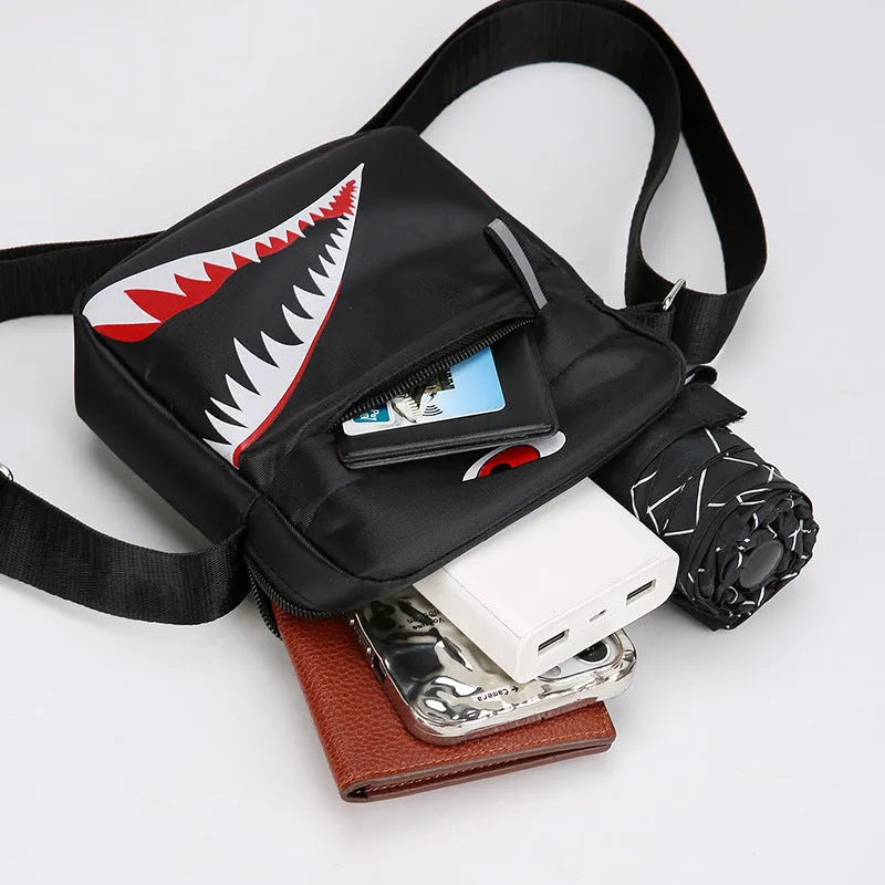 Men's small casual crossbody bag in Oxford cloth with animal print patterns