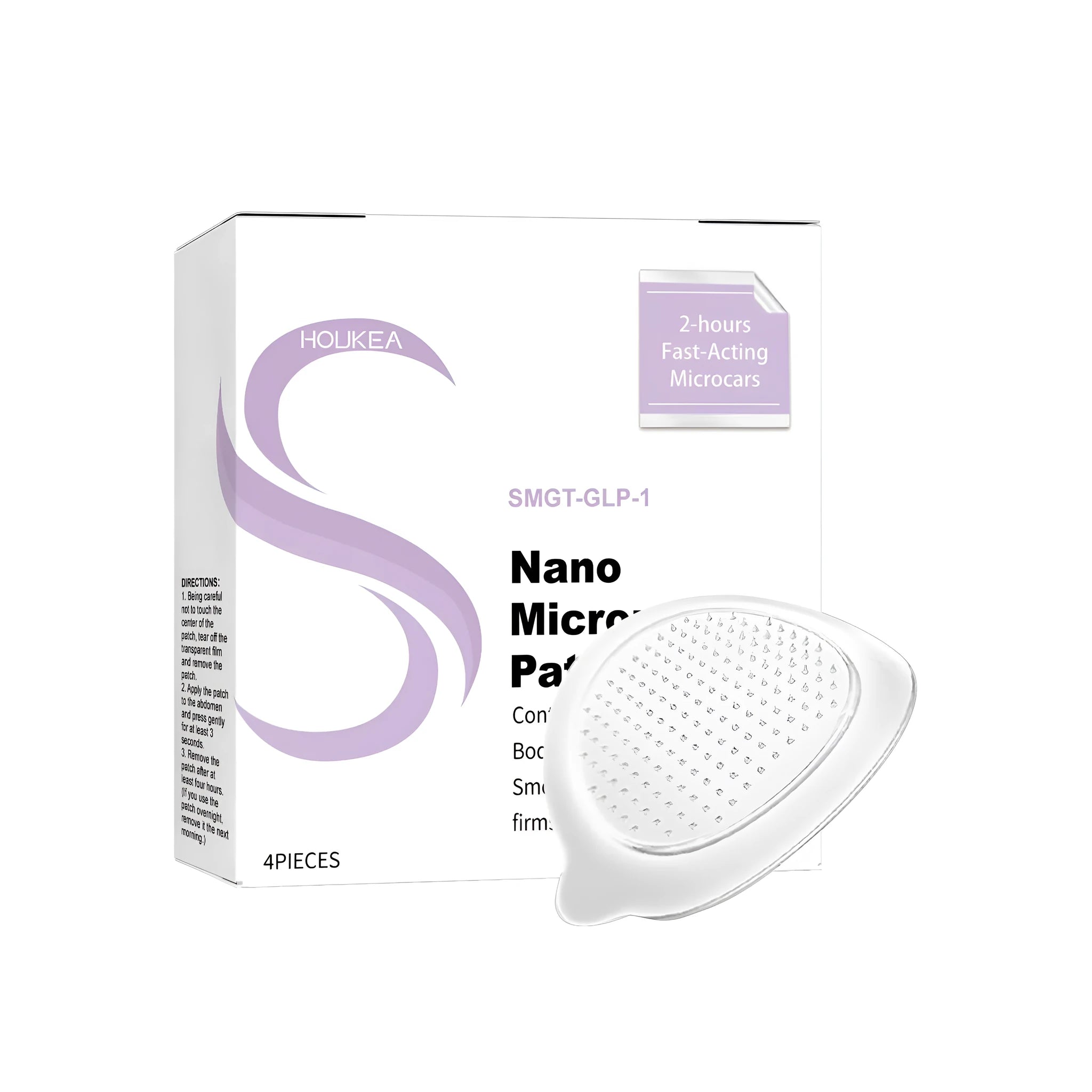 Pack of four nano microneedle facial skincare patches containing ginger and mugwort root.