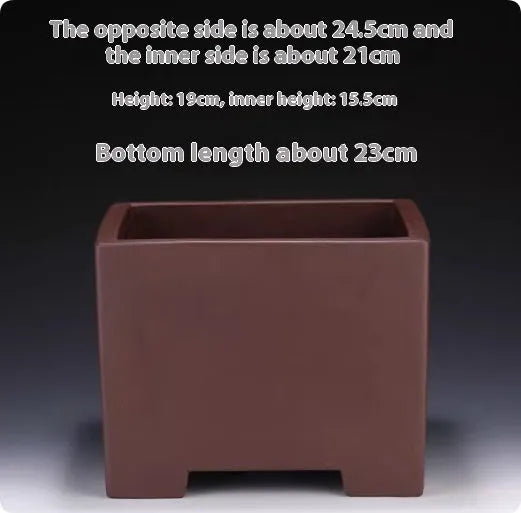 Purple clay square succulent bonsai pot with classical design for plant display