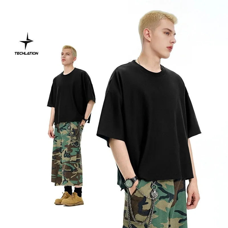 Men's sand grey loose fit short sleeve pullover t-shirt with quick-drying cotton polyester fabric