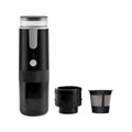 Black portable wireless coffee machine for K-Cup capsules with car charger compatibility
