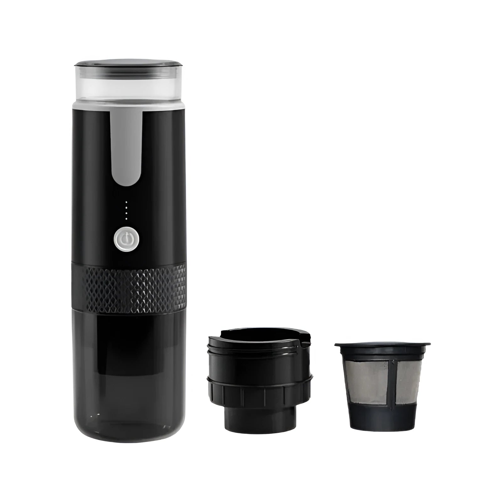 Black portable wireless coffee machine for K-Cup capsules with car charger compatibility