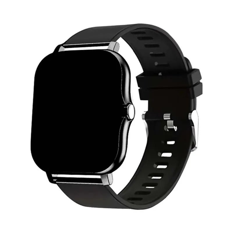 Smart watch with 1.44-inch colour touchscreen display on a silicone wrist strap.