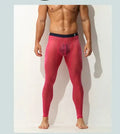 Men's ultra-thin ice silk leggings in solid colour with stretch fit, warm base layer in light grey