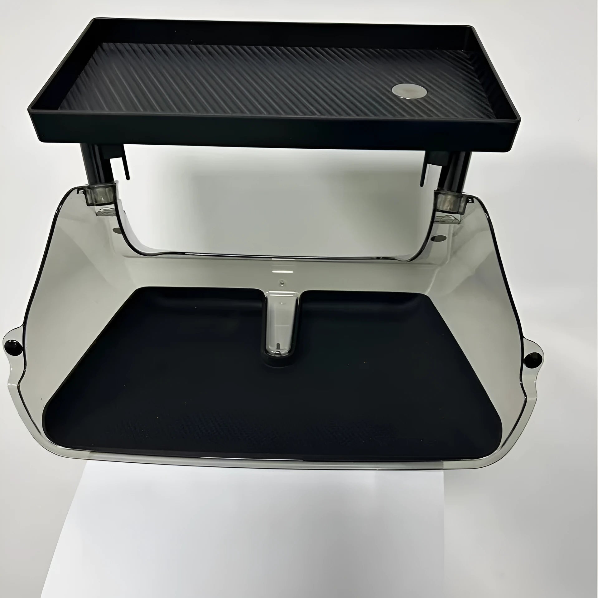 Black ABS plastic storage organiser for Tesla Model 3 and Y centre console with ETC card slot