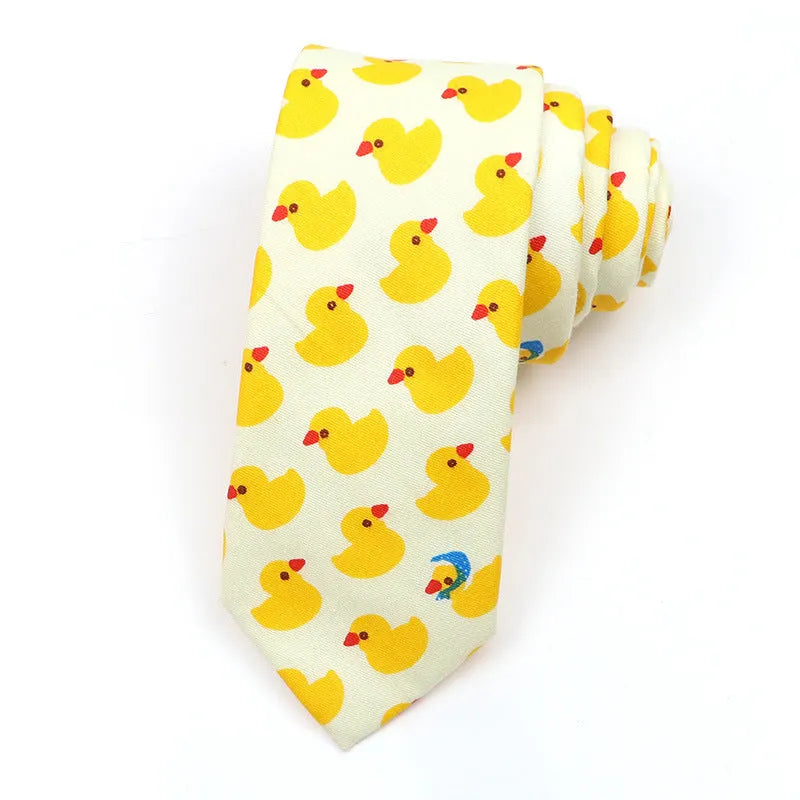 Korean style narrow men's cotton bow tie with a printed cartoon pattern, shown in colour GH21-01.