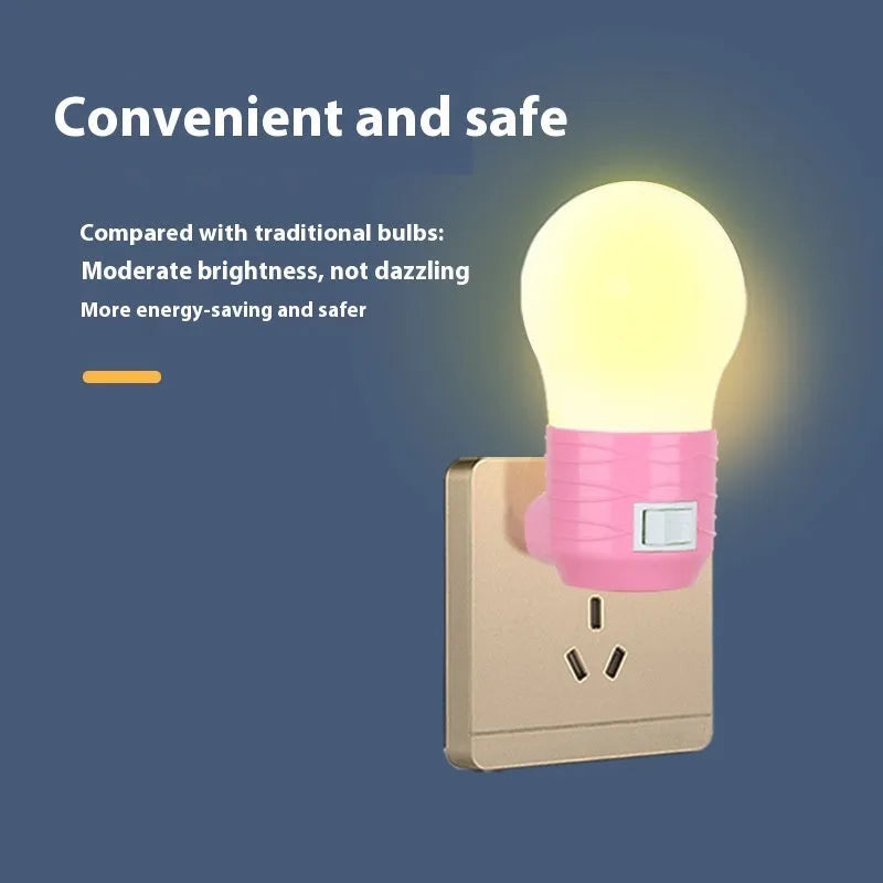 White round plug-in bedside night light with touch control for baby nursery feeding