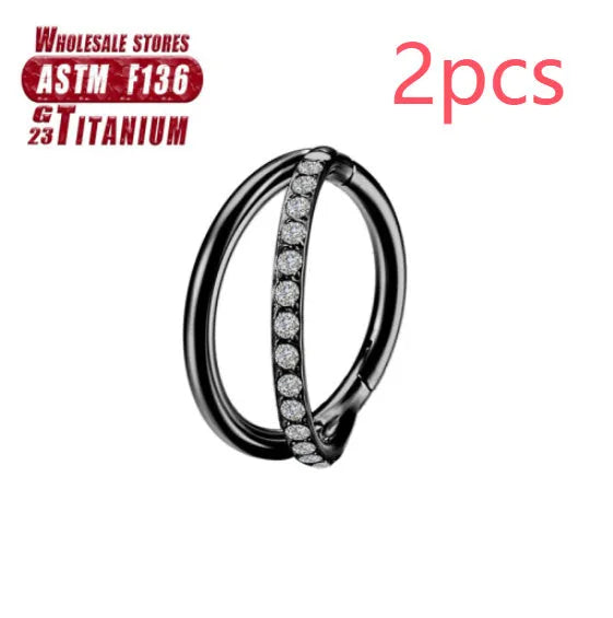 Titanium alloy fork nose ring in silver colour with diamond treatment and fork closure mechanism