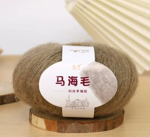 Hand-woven mohair wool ball for DIY scarf knitting projects in multiple colour options
