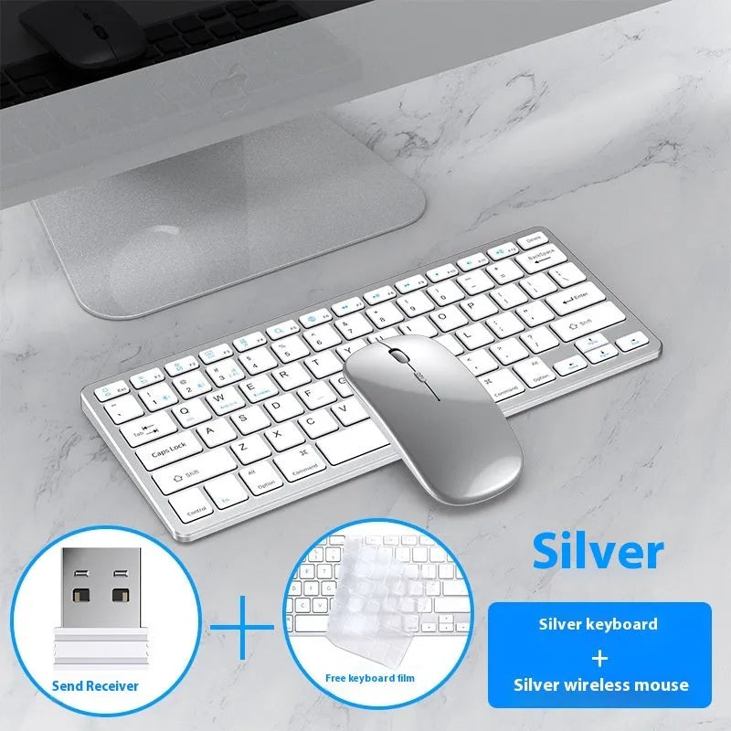 Ultra-thin wireless keyboard and mouse set in black colour with rechargeable design