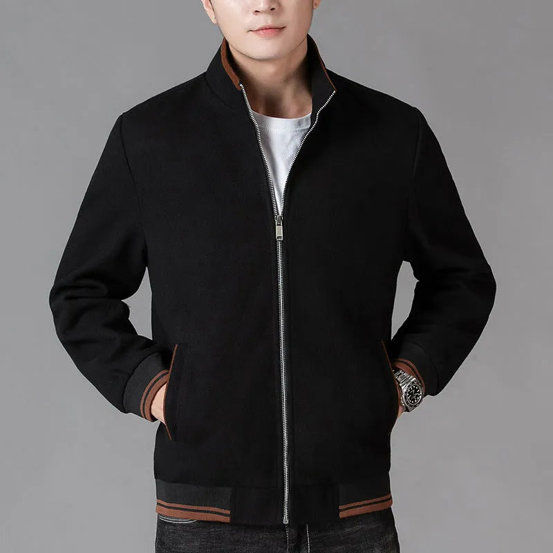 Men's grey fleece jacket with stick pocket and long sleeves for autumn casual wear