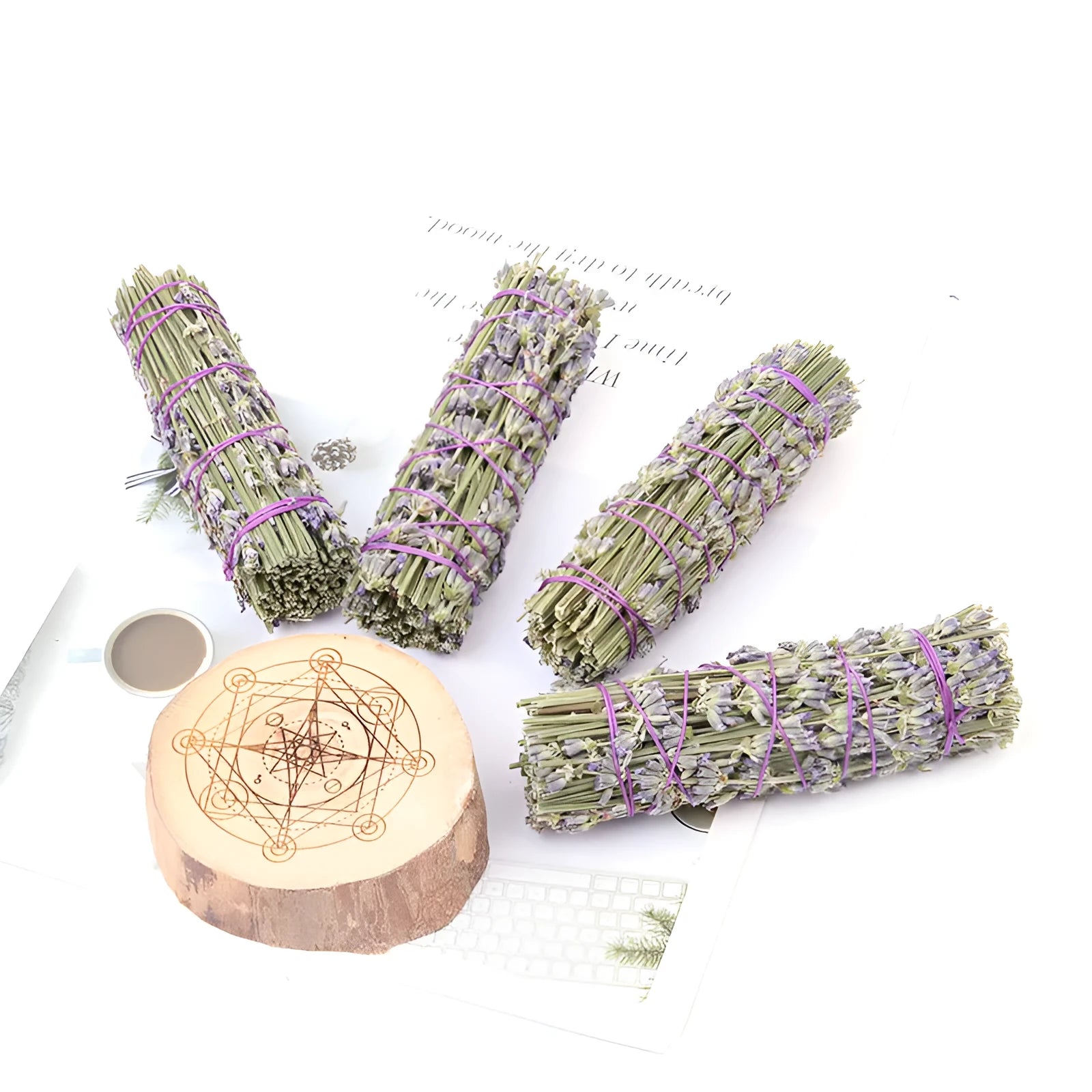 Natural dried flower lavender aromatherapy stick measuring 4 inches long