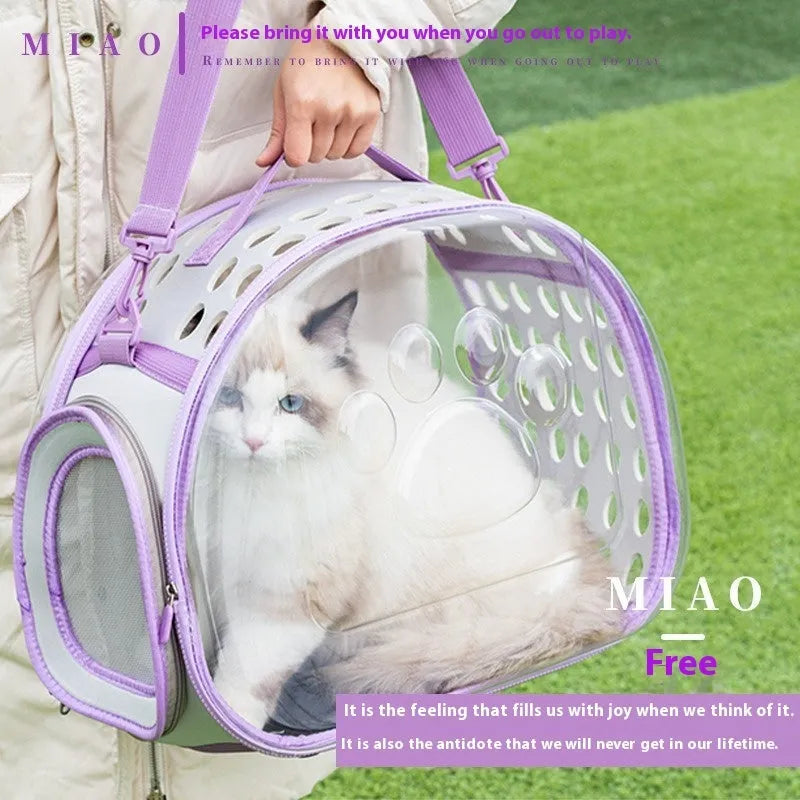 Transparent space capsule backpack cat carrier with hard EVA shell in multiple colour options