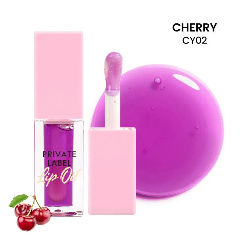 Women's transparent lip gloss tube in six fruit flavours with natural glossy finish