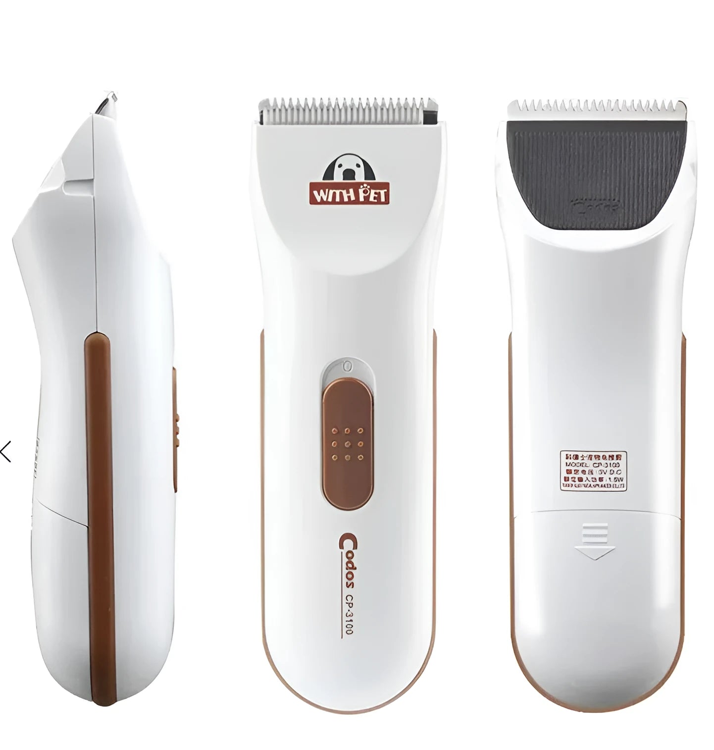 White electric pet clipper with ceramic blade for grooming dogs and cats