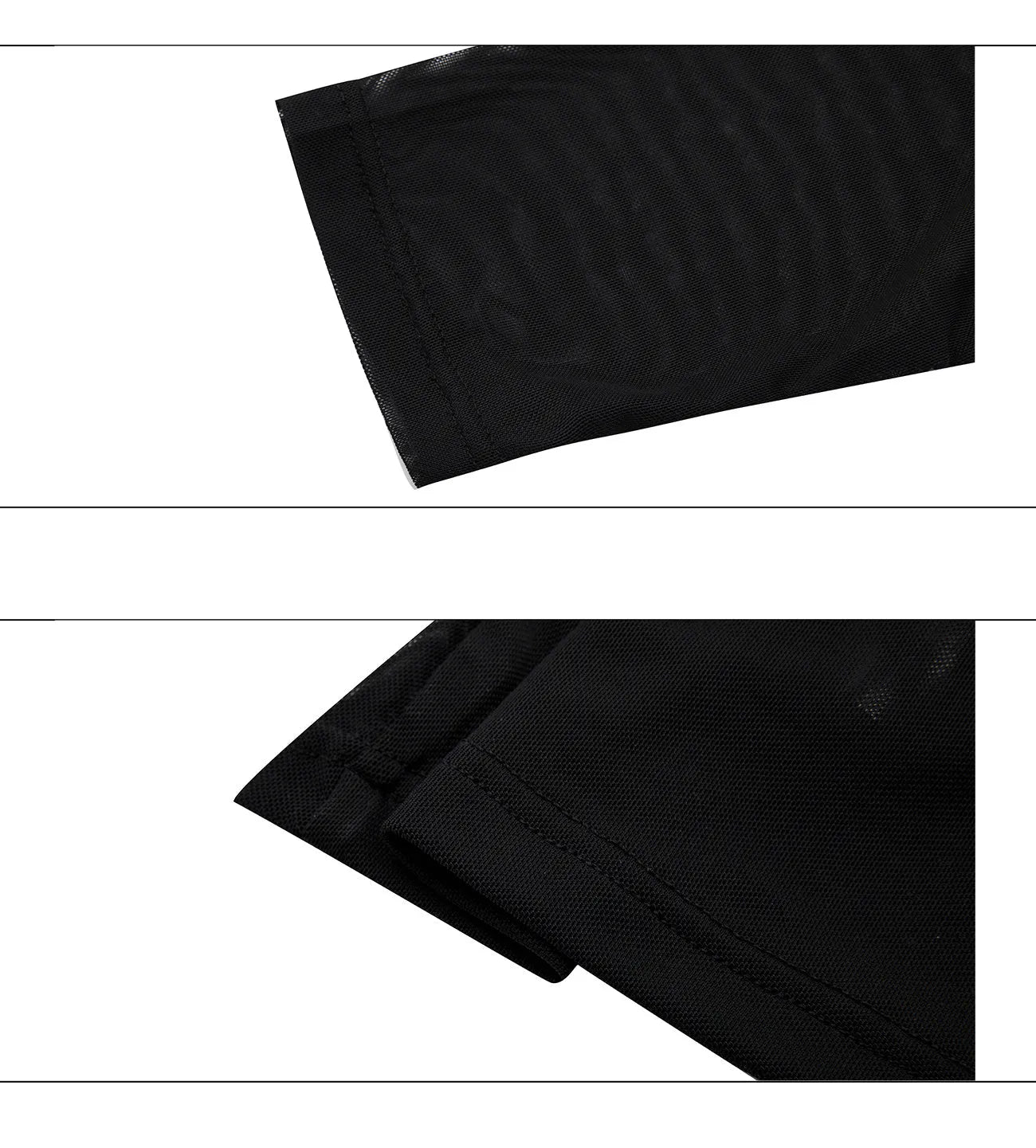 Men's black mesh slim-fit long-sleeved bottoming shirt on a hanger.