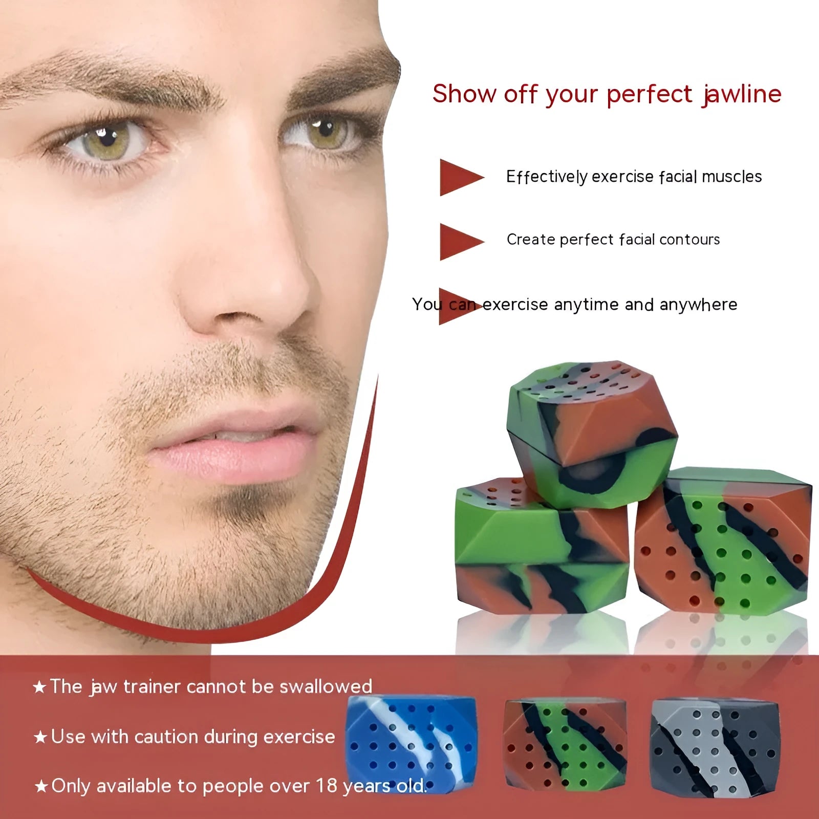 Camouflage silicone facial muscle fitness balls for jaw exercise and masseter training