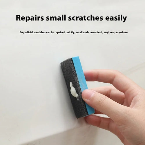 Car repair wax kit showing A wax for scratch removal, B wax for polishing, and frosted sponge applicator.