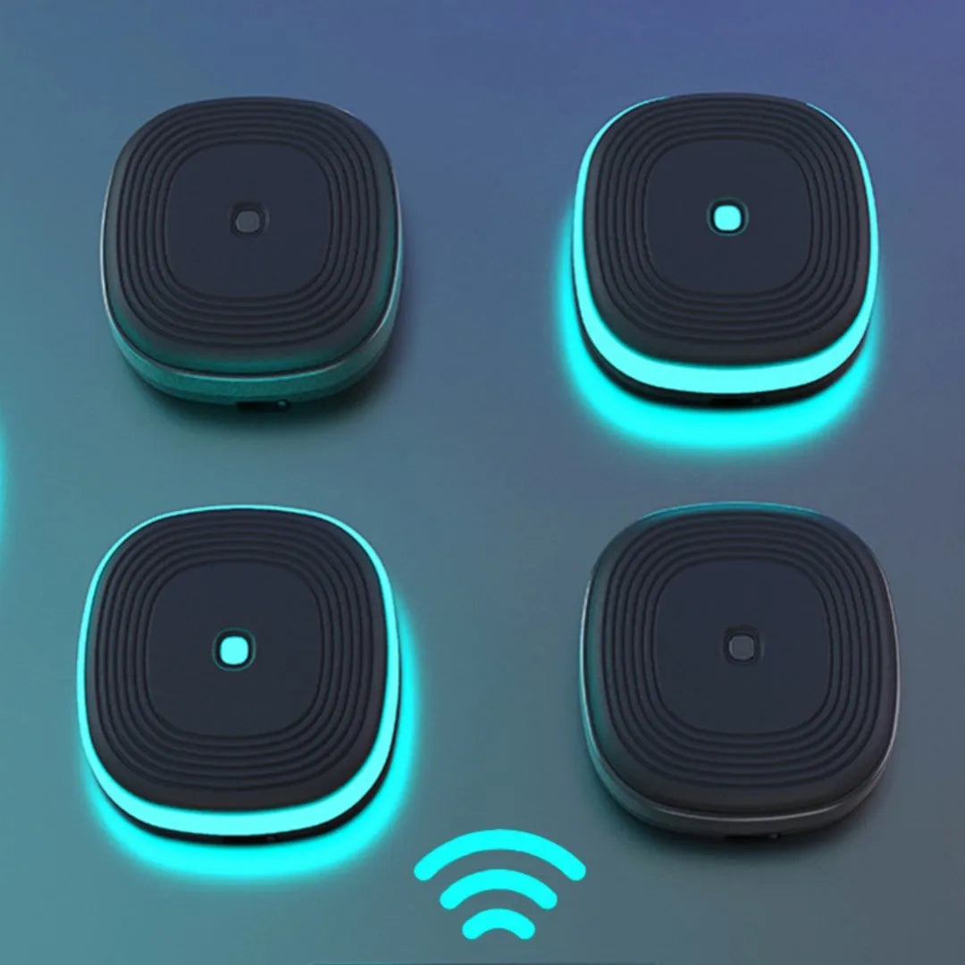 Home Smart Split Bluetooth Music Boxing Target with 6 black PU foam pads and PP panel hanging on a wall