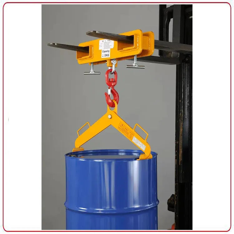 MK forklift crane conversion hook with rotatable drum and safety lock, iron construction.