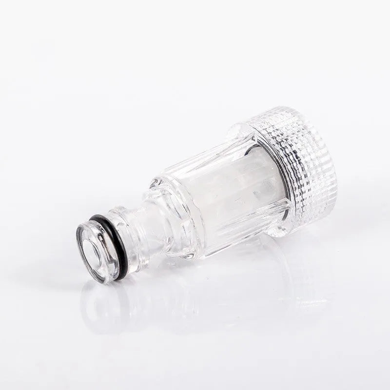 Transparent plastic inlet joint with filter screen for Karcher K2-K7 pressure washers