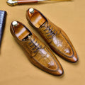 Men's black leather casual shoes with alligator pattern texture and a silver horse bit buckle
