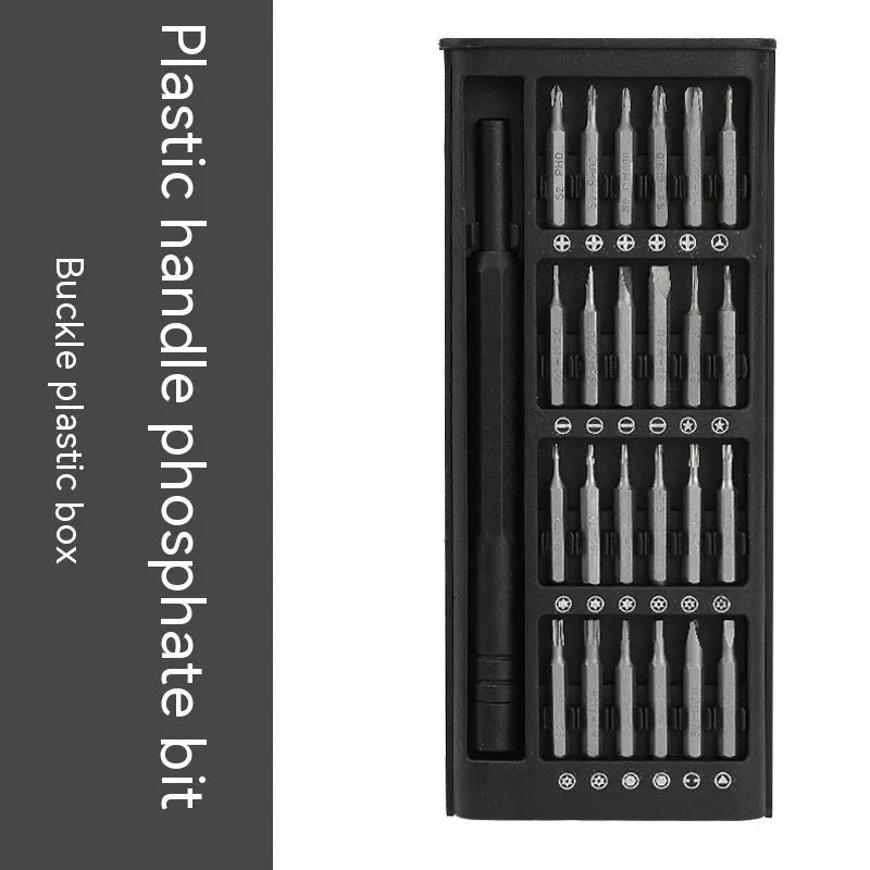 24-in-1 precision magnetic screwdriver repair kit with bits, aluminium and plastic handles.