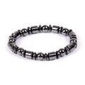 Black stretch bracelet with a pentagram design made from magnetite and hematite stones.