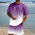 Men's loose-fit polyester summer set with short-sleeved T-shirt and matching shorts