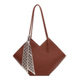 Women's PU leather large capacity shoulder bag in horizontal square design with 43cm width
