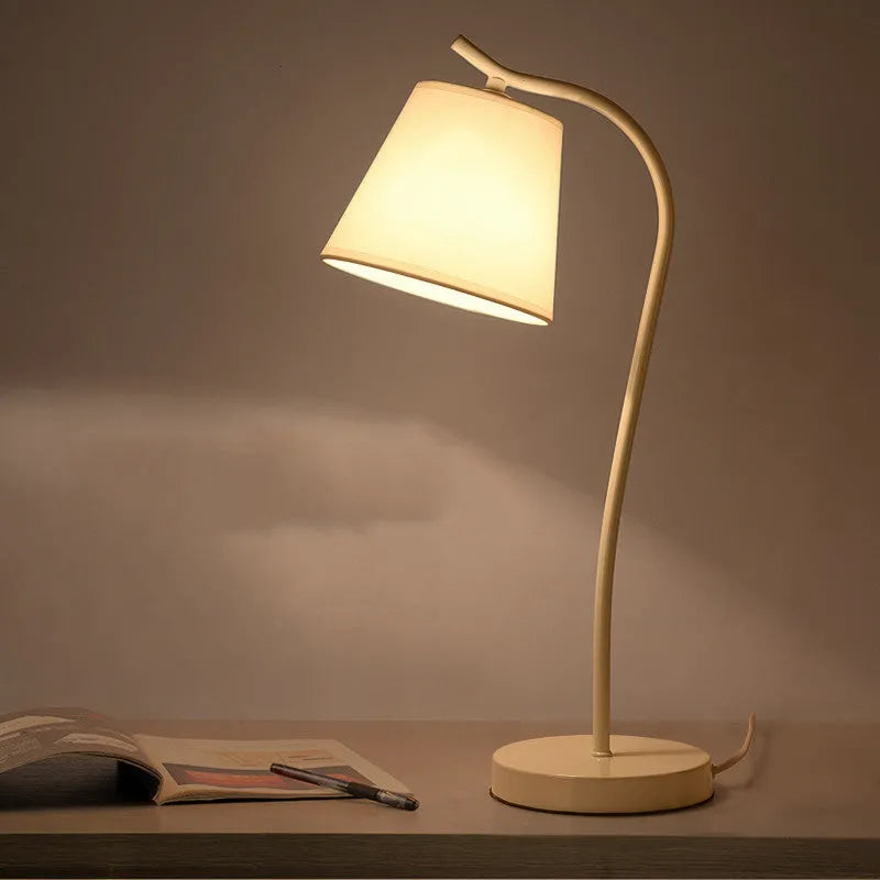 Modern Nordic table lamp with LED light source and solid wood base