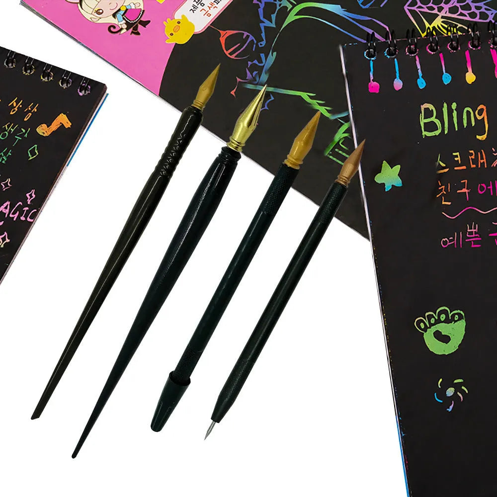 PS plastic scratch art pen for children's rainbow scratch paper drawing activities