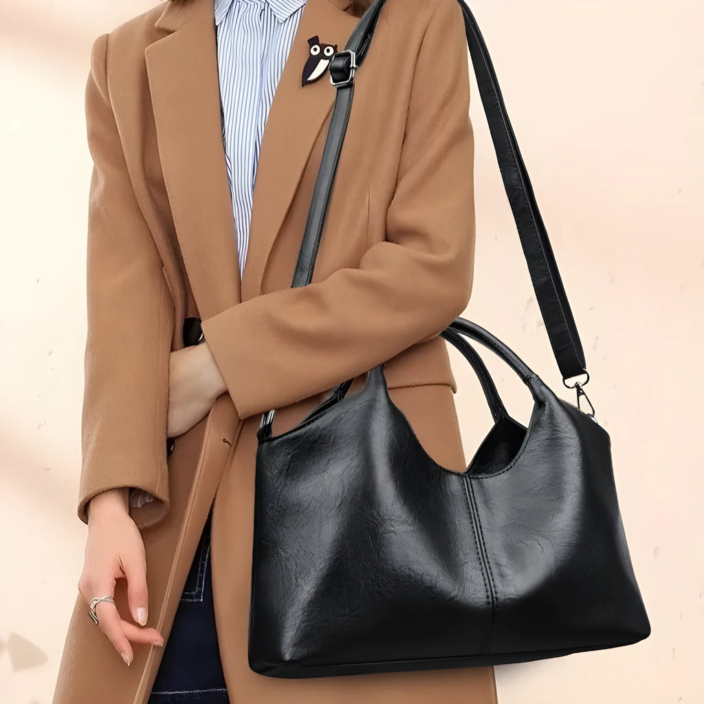 Genuine leather women's cross-body bag in available colours with adjustable shoulder strap