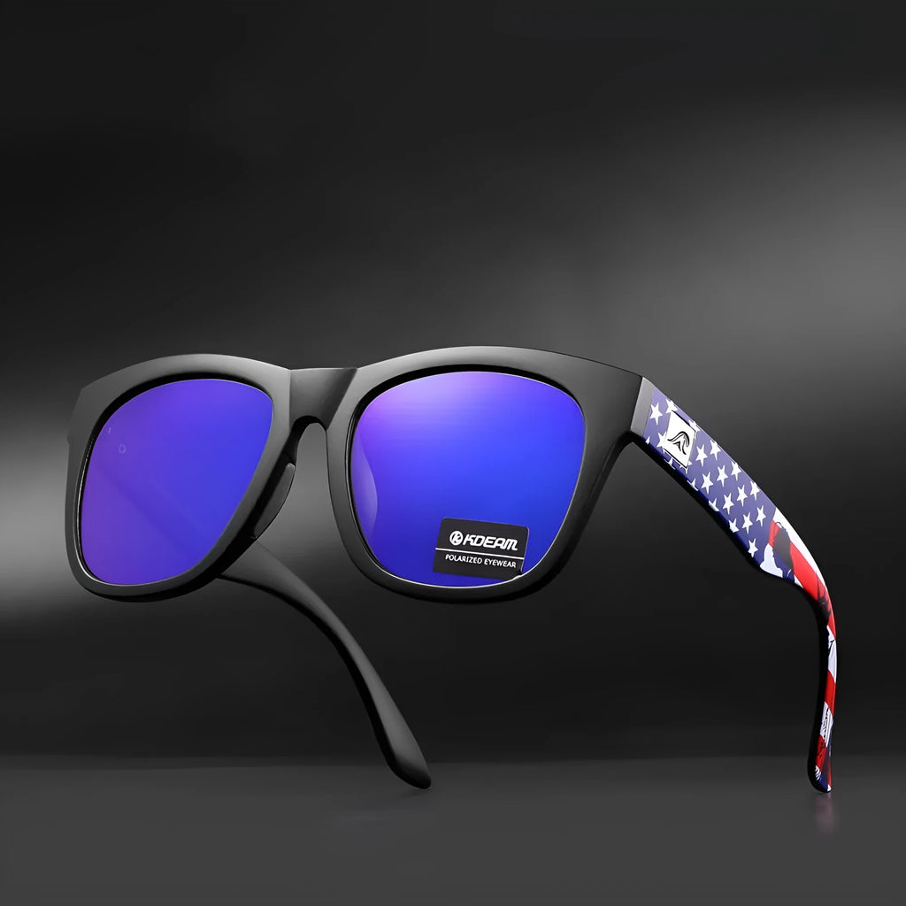 Thickened frame polarised sunglasses with TAC lenses for outdoor UV protection.