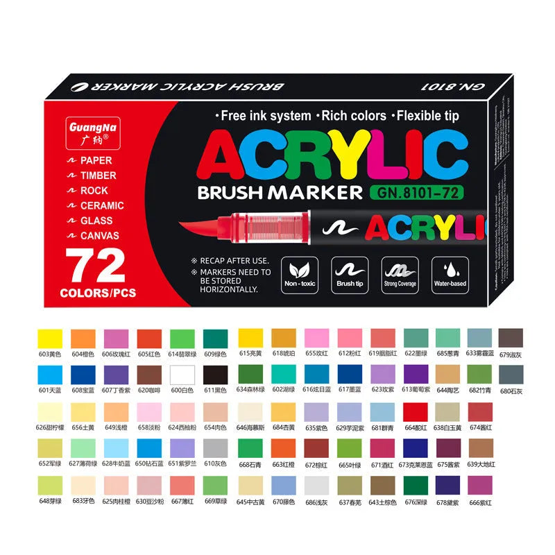 Set of straight liquid acrylic marker pens in multiple colours for art and graffiti.