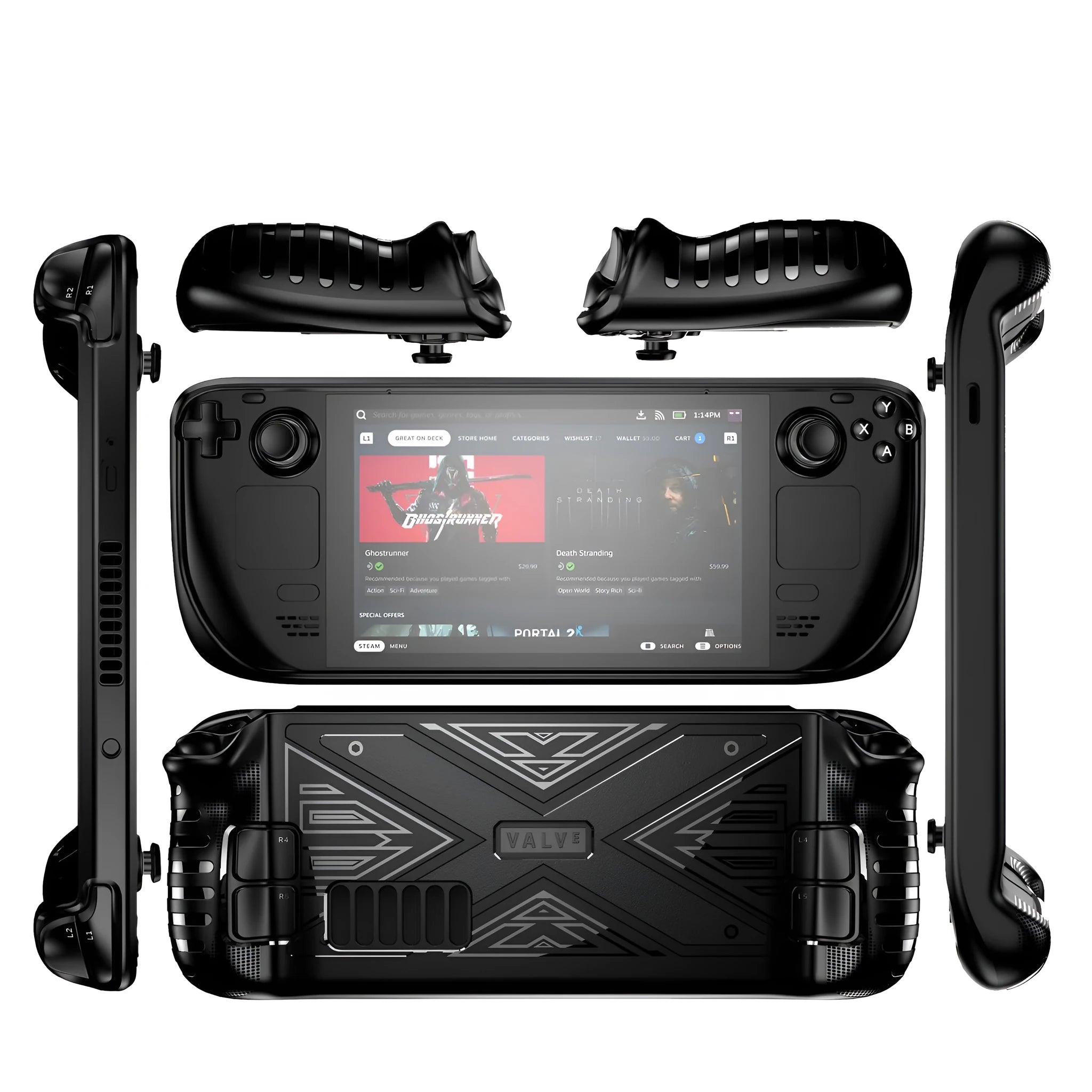 TPU protective case for Steam Deck console in black, blue and red colour options