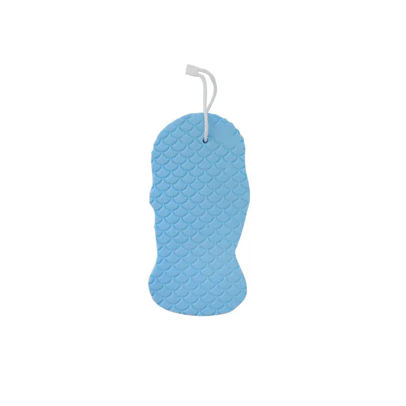 3D fish scale pattern bath sponge ball in white, grey, pink, and light blue colours