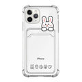 Cartoon transparent phone case with card slots for iPhone, shown in BQ2472 colour option.