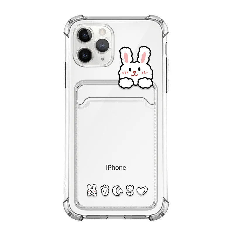 Cartoon transparent phone case with card slots for iPhone, shown in BQ2472 colour option.