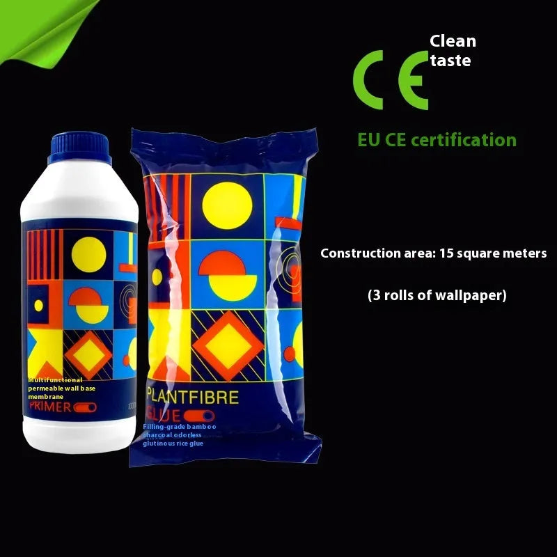 Glue E formaldehyde-free glutinous rice wallpaper adhesive in a 3-roll pack